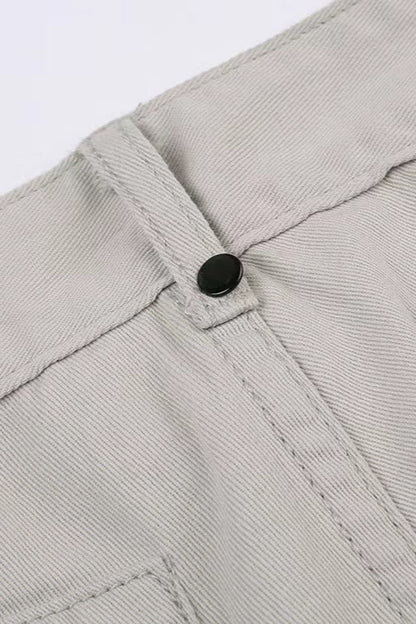 Retro Low-Waisted Pocket Denim Cargo Pant