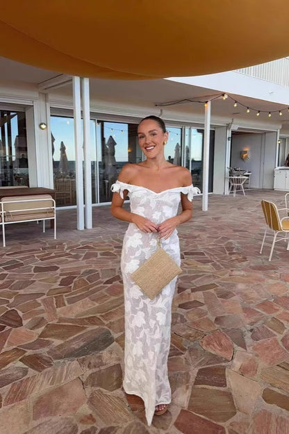 Elegant White Fishtail Maxi Dress