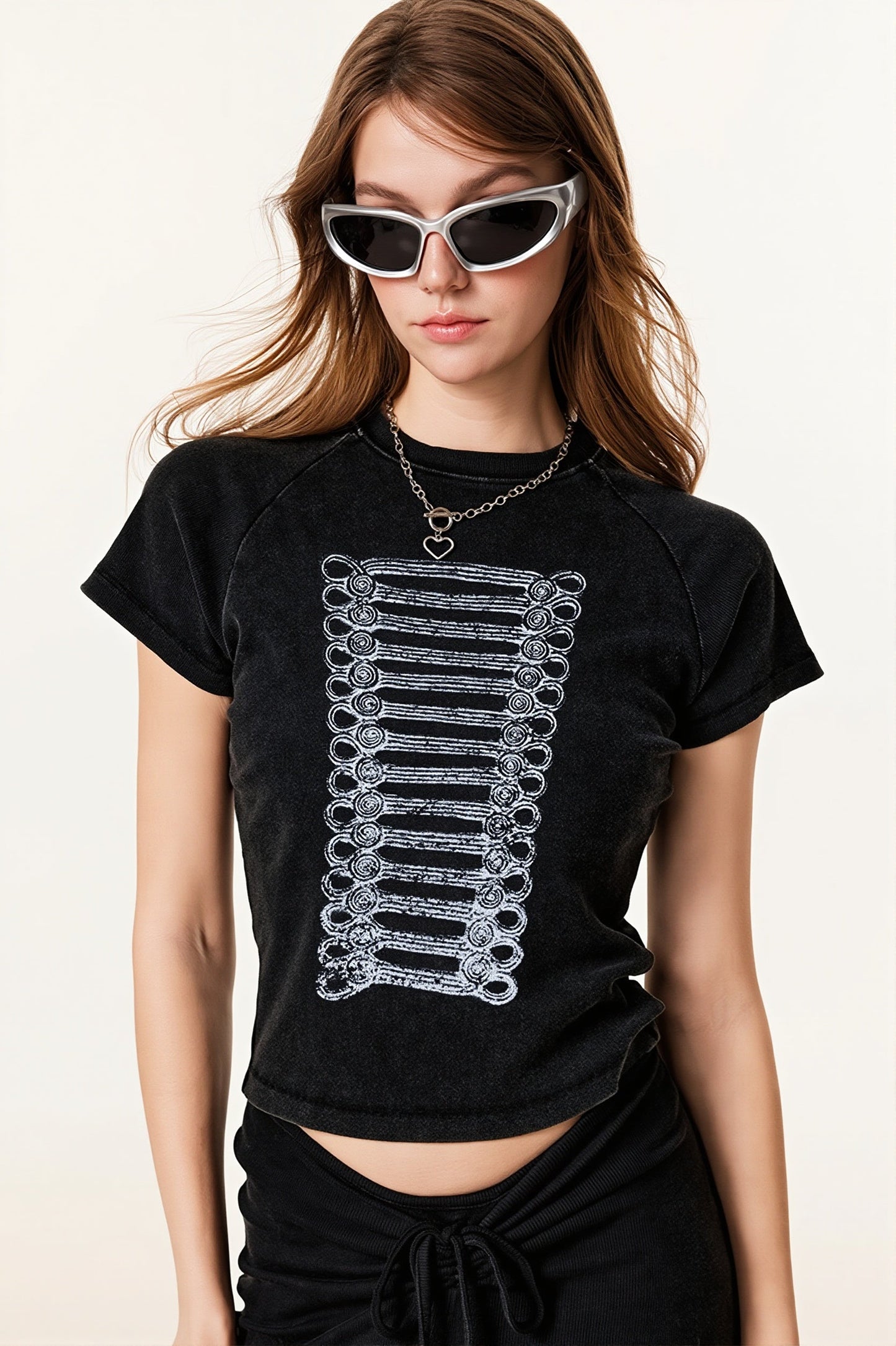 Street Style Vintage Washed Print T-shirt
