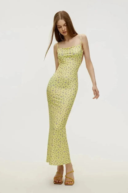 Cotton Floral Beach Print Suspender Maxi Dress