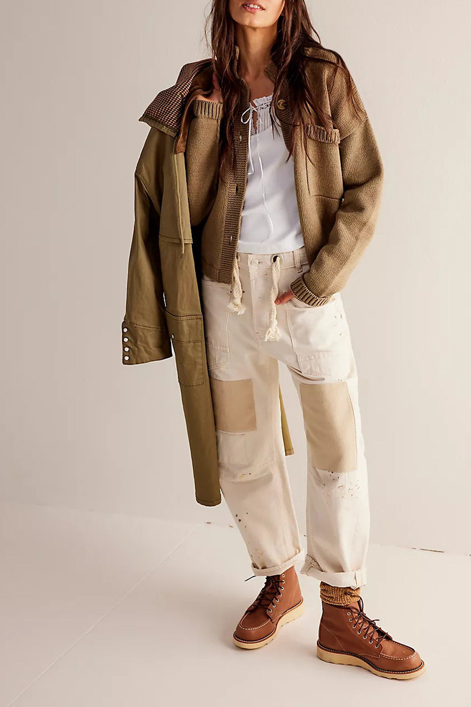 Knitted Jacket Stand Collar Solid Color Cardigan Sweater