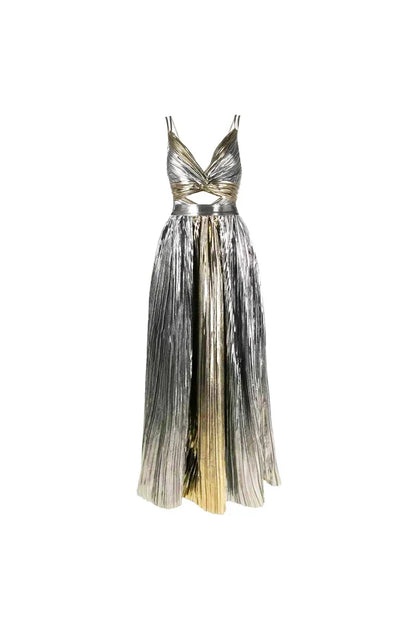Cutout Silver Patchwork One-Piece with Skirt