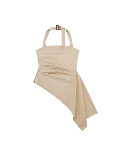 Halterneck Strapless Asymmetric Corset Tube Top