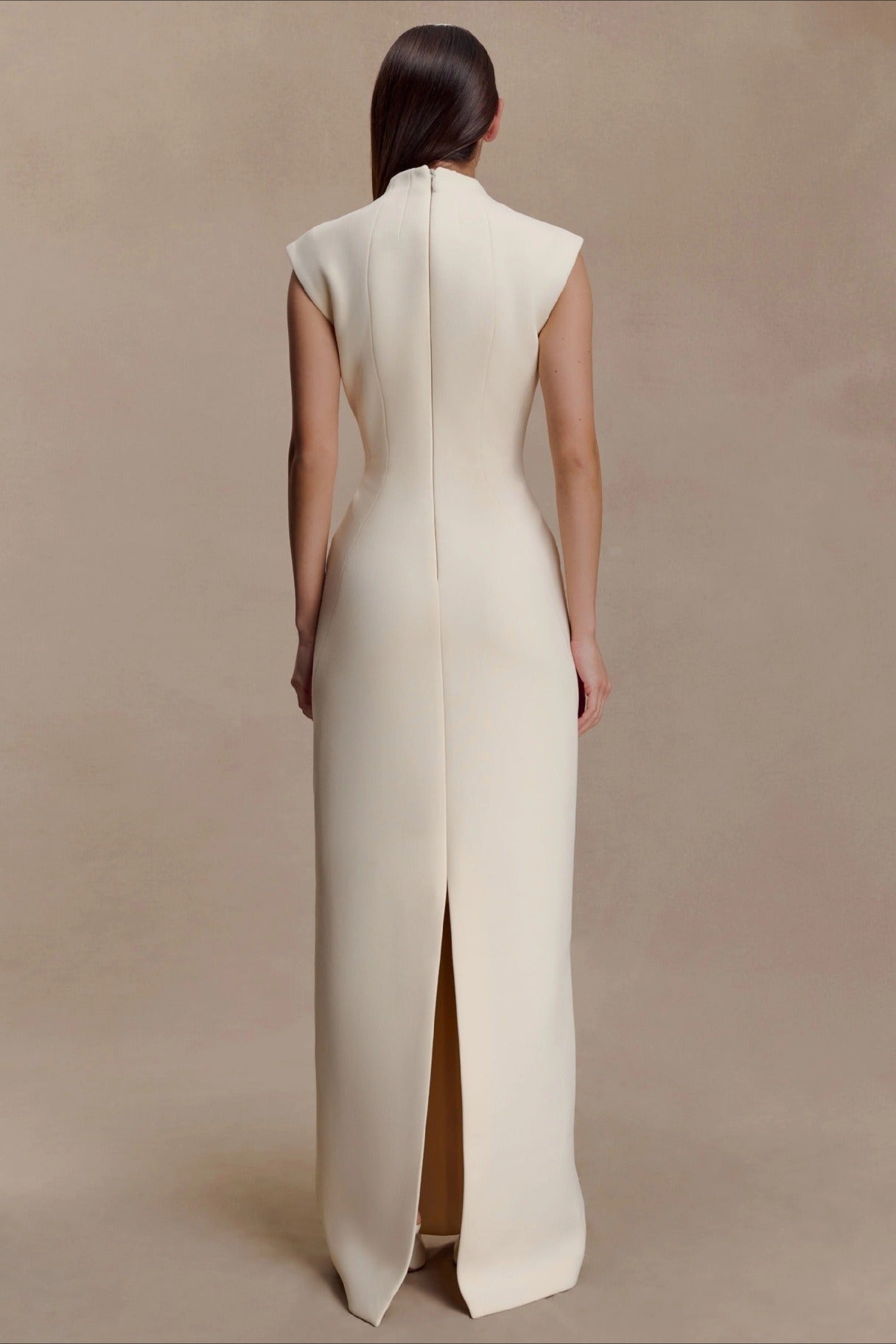 Asymmetrical Cutout Metal Trim Ruched Elegant Maxi Dress