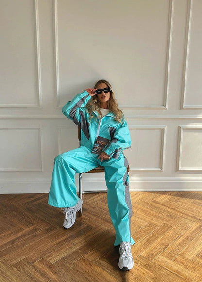 Skyline Velocity - Aqua & Gray Windbreaker Set