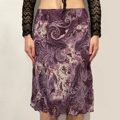 HEYounGIRL Vintage Mesh Purple Skirt Low Waist Aesthetic Outfits