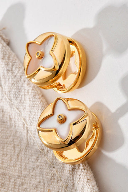 Fashionable Shell Light Luxury Metal Button Earrings