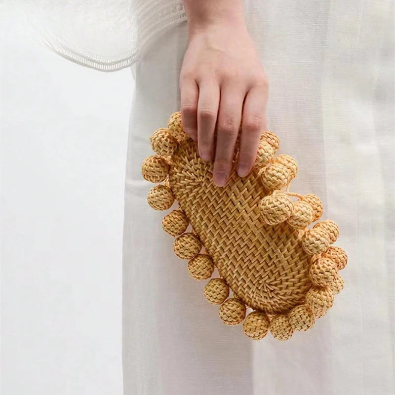 Rattan Cane Clutch Summer Beach Wristlet