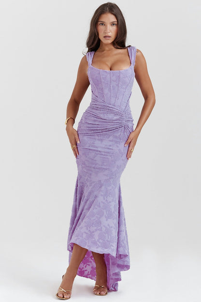 Stretch Mesh Jacquard Mermaid Formal Dress
