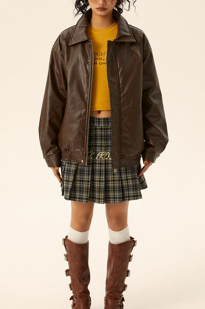 Retro Loose Fit Moto Jacket