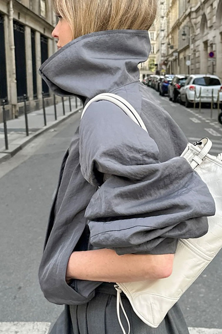 Casual Gray High Neck Jacket