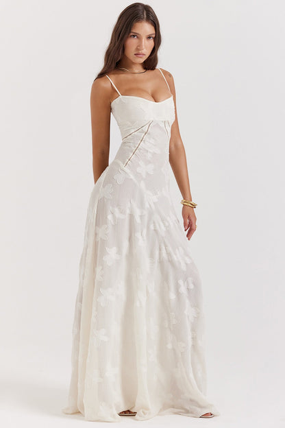Lace Tie-Strap Romantic Maxi Dress
