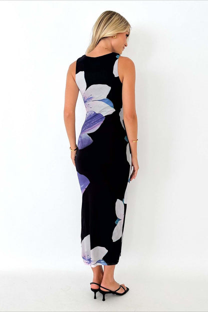 Elegant Floral Print Waist Slimming Maxi Dress