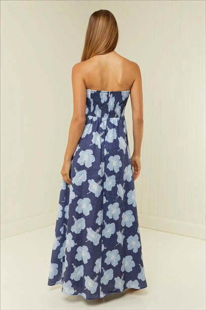 Botanical Graffiti Print Flowy Maxi Dress