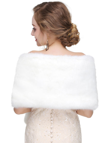 Faux Fur Wedding Wrap Shawl Bridal Winter Warm Cover Ups
