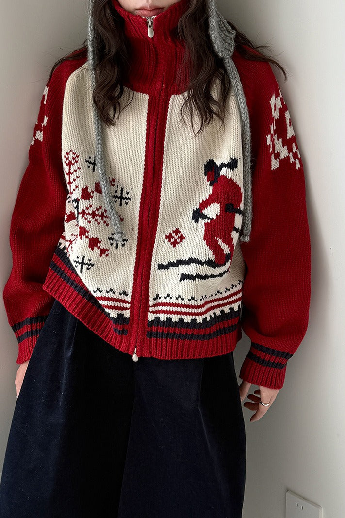 Retro Double Zip Cardigan
