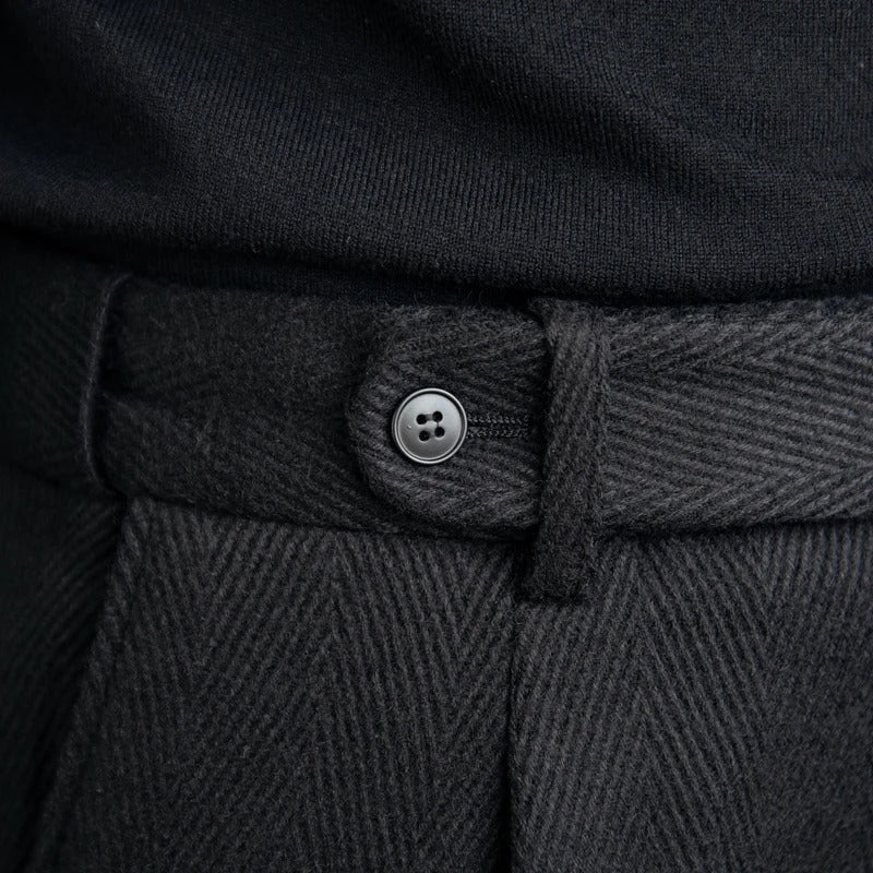 Vincenzio Wool Blend Herringbone Trousers