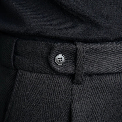Vincenzio Wool Blend Herringbone Trousers