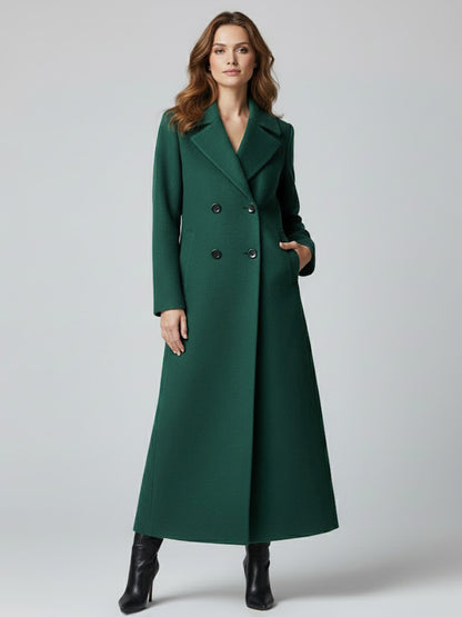 Maxi Double-breasted Woolen Coat in Sophisticated Straight Cut For Women 2026