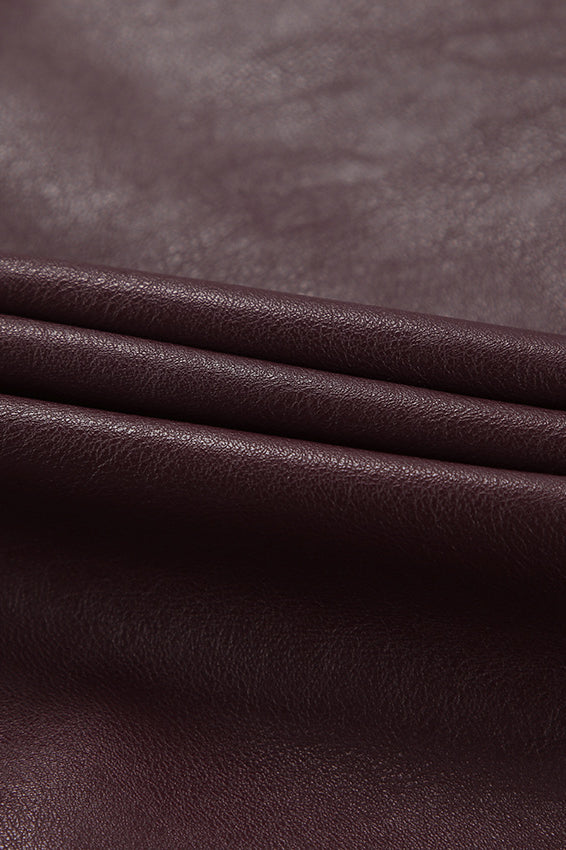 Angora Red PU Leather Blazer Coat