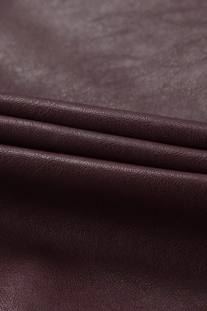 Angora Red PU Leather Blazer Coat