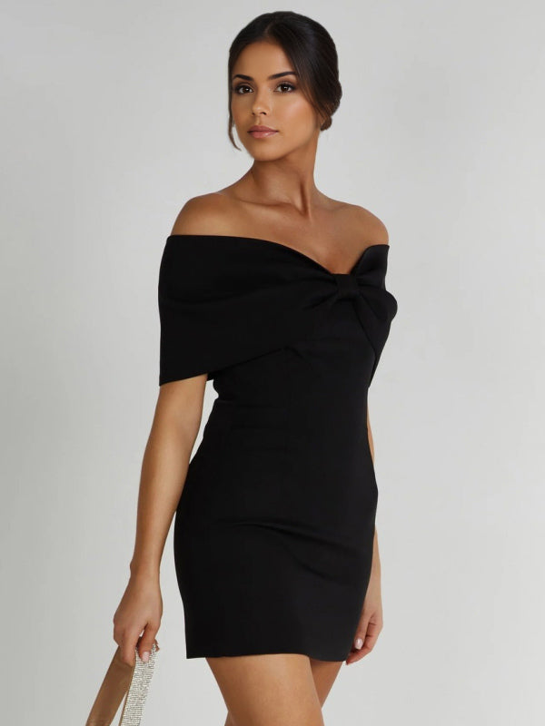 Bodycon Dresses Backless Foldover Party Mini Dresses In Black