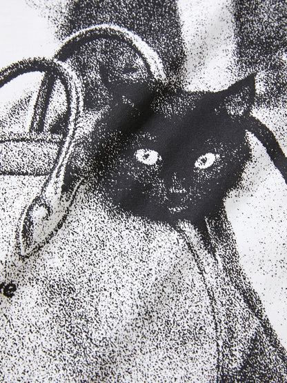 Cat Print Short Sleeve Tee