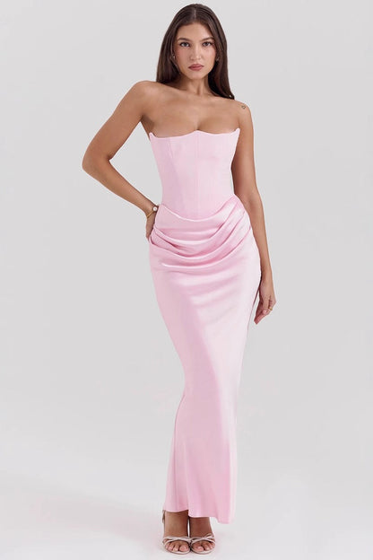 Strapless Boned Corset Bodycon Maxi Dress