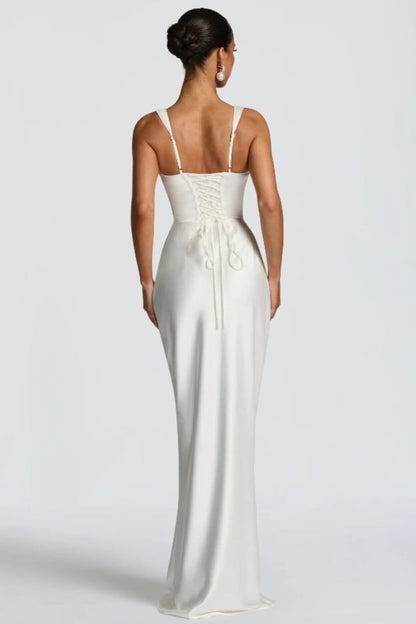 Square Neck Tie Waist Bodycon Mermaid Prom Dress