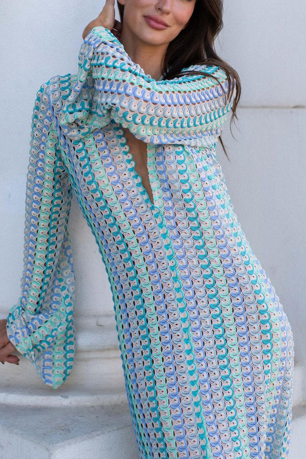 Lace Hollow Beach V-neck Low-cut Front Slit Long Dress