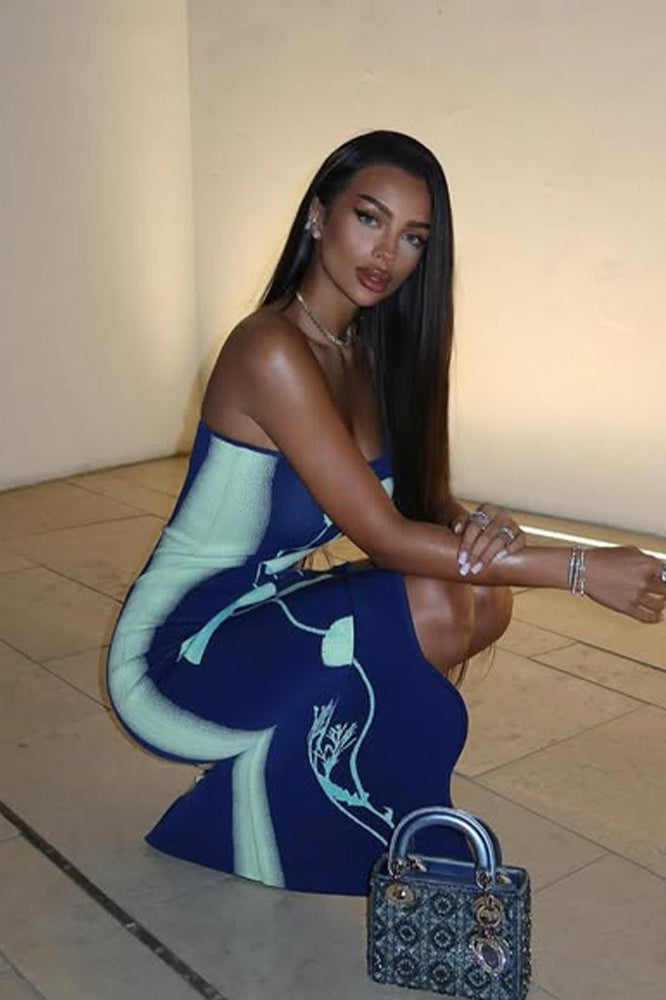 Elegant Floral Print Sleeveless Bodycon Maxi Dress