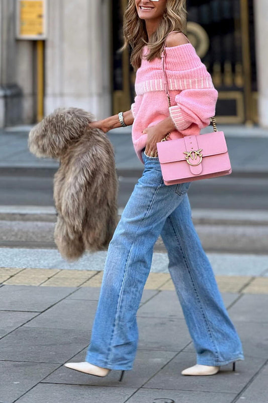 Blanket Stitch Jumper - Light Pink