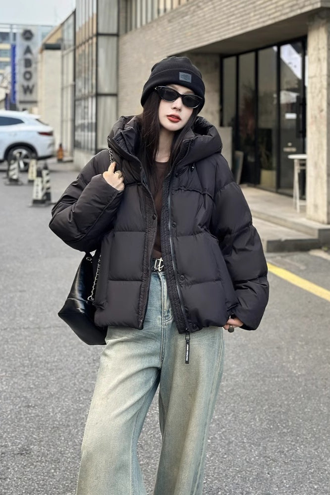 Cropped Oversized Duck Fill Puffer Jacket