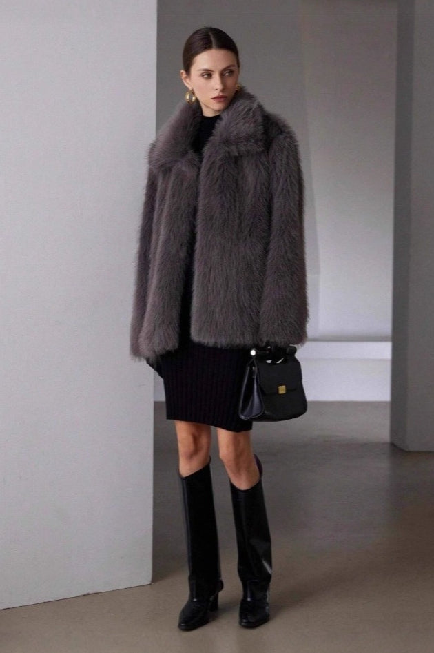 Solid Faux Fur Winter Coat