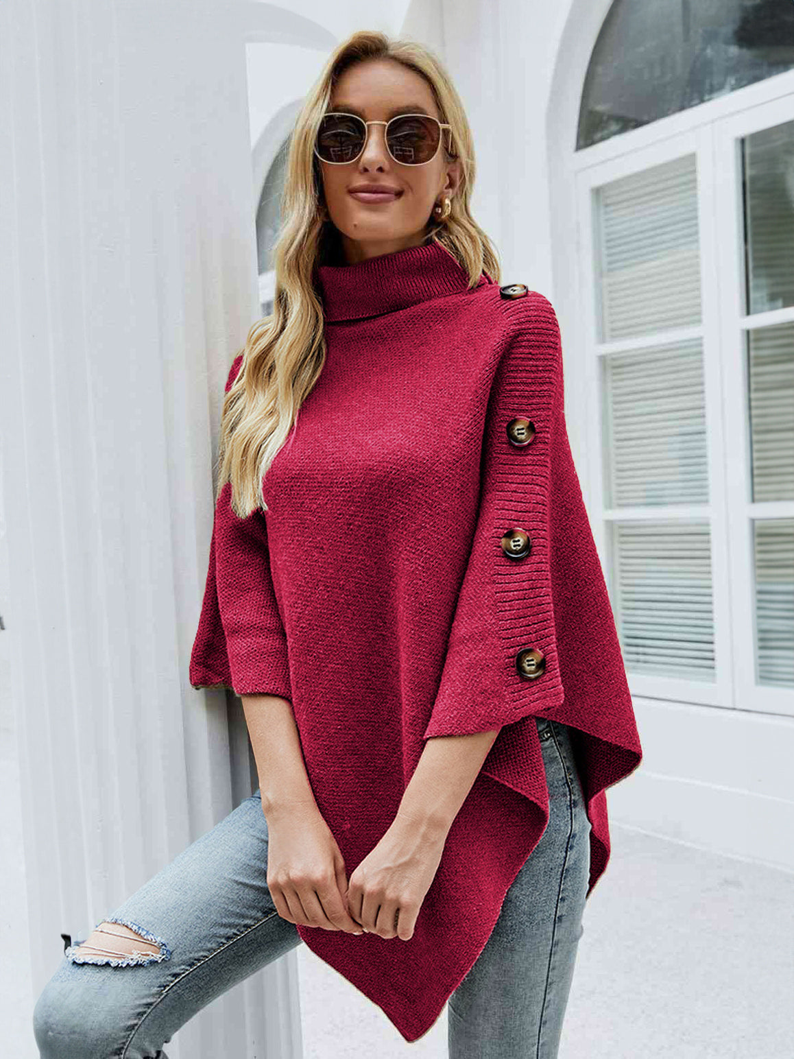 Poncho For Women High Collar Cape Spring Outerwear