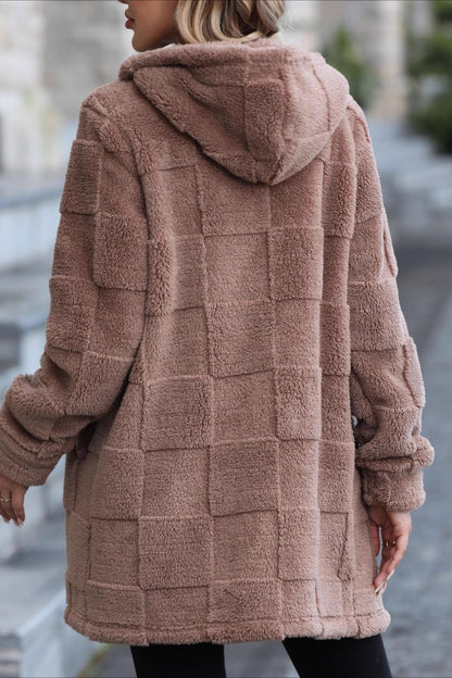 Hooded Long Fleece Cardigan Coat