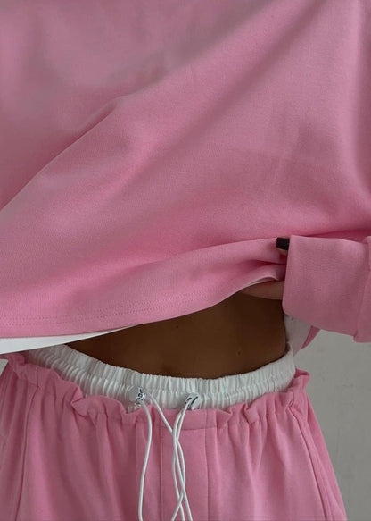 Cozy Chic - Pink Long Sleeve Two-Piece Loungewear Set