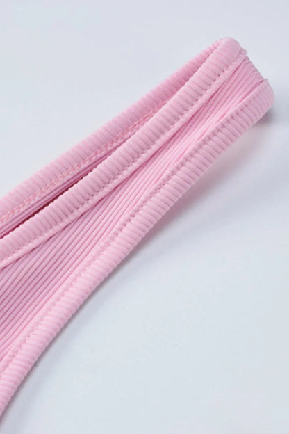 Pink Crisscross Back Rompers with Scoop Neck
