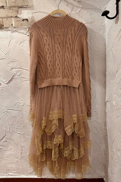 Half turtleneck cable slim fit short pullover sweater