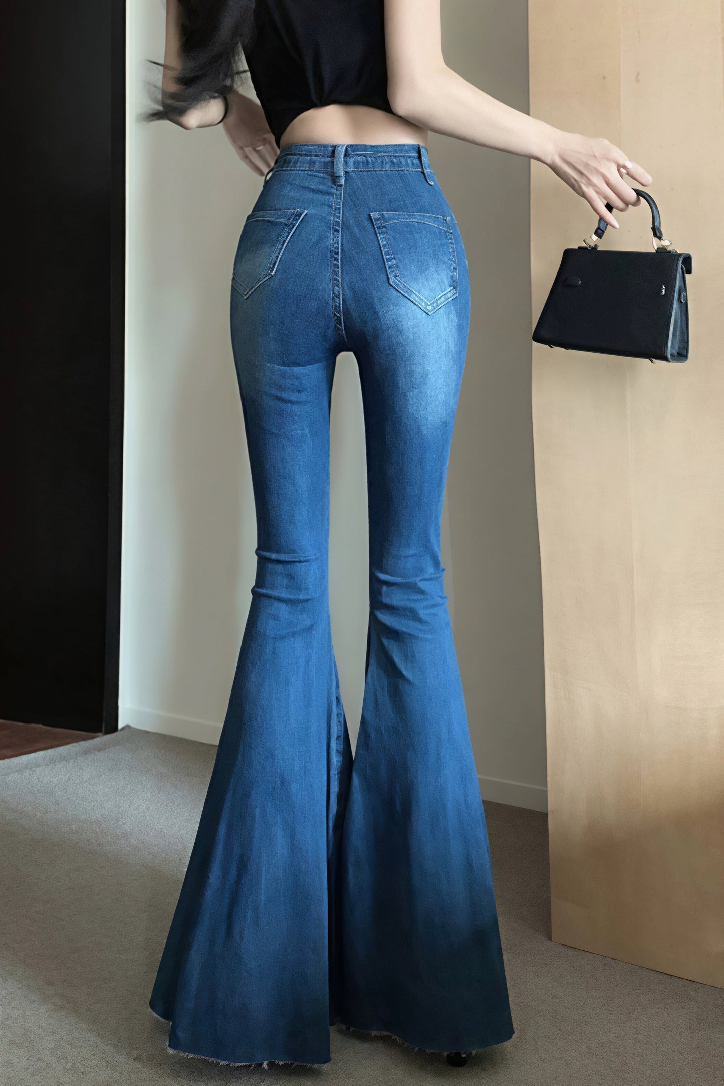 High Waist Flared Mermaid Wide Leg Jeans