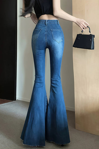 High Waist Flared Mermaid Wide Leg Jeans