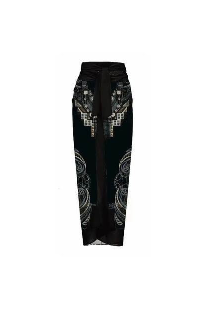 3D Black Floral Bust Decor Printed Swimsuit