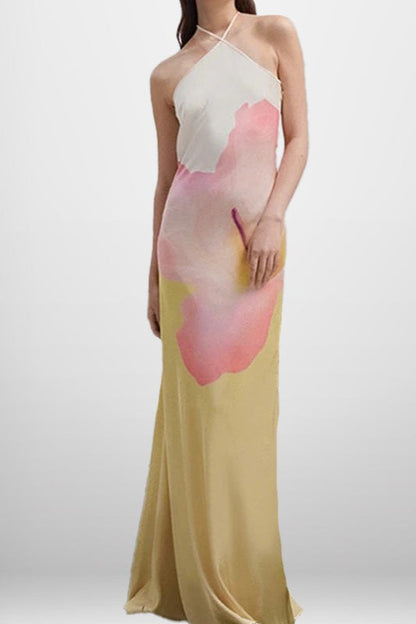 Floral Print Backless Bodycon Maxi Dress