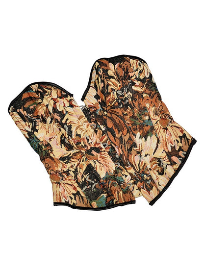 Oil Painting Print Tie Back Corset Top