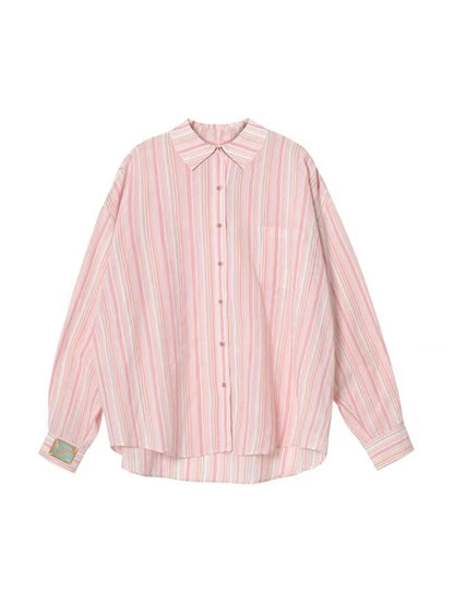 Fresh Stripe Thin Long Sleeve Blouse