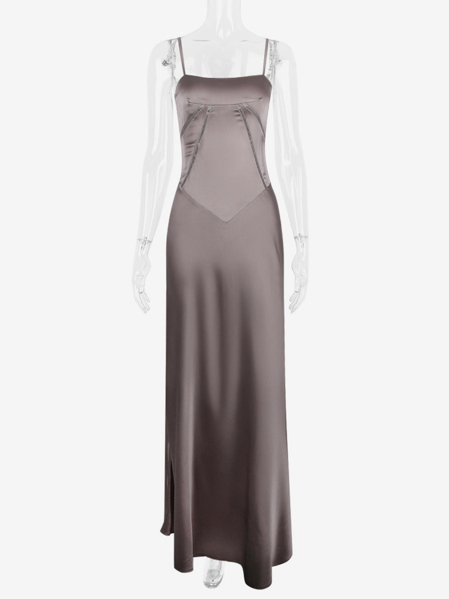 Corest Maxi Dress Adjustable Spaghetti Straps Backless Lace Up Prom Dresses