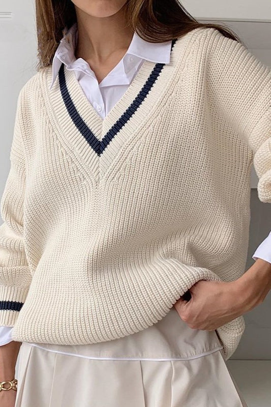 Slim Fit Color Block Knit Sweater