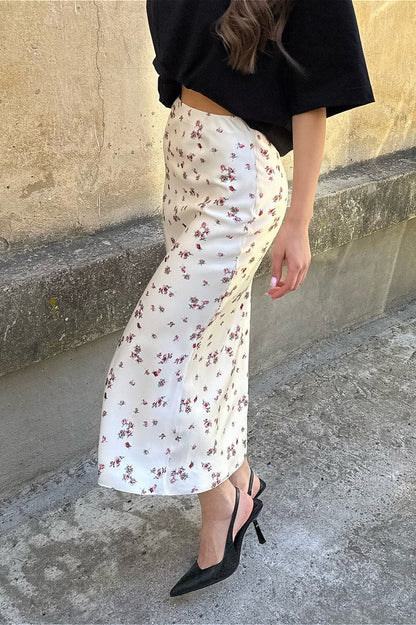 Floral High Waist Slim Pencil Skirt