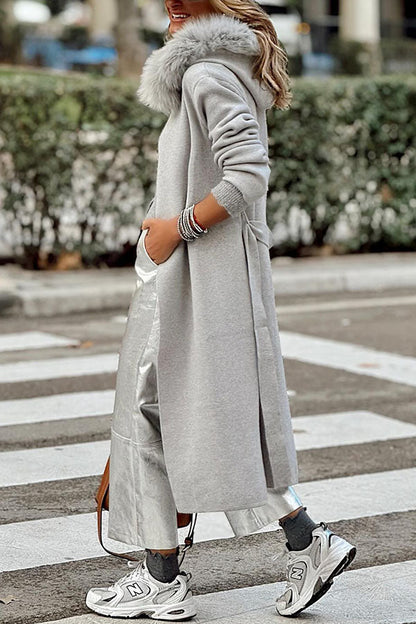 hooded loose lace-up jacket