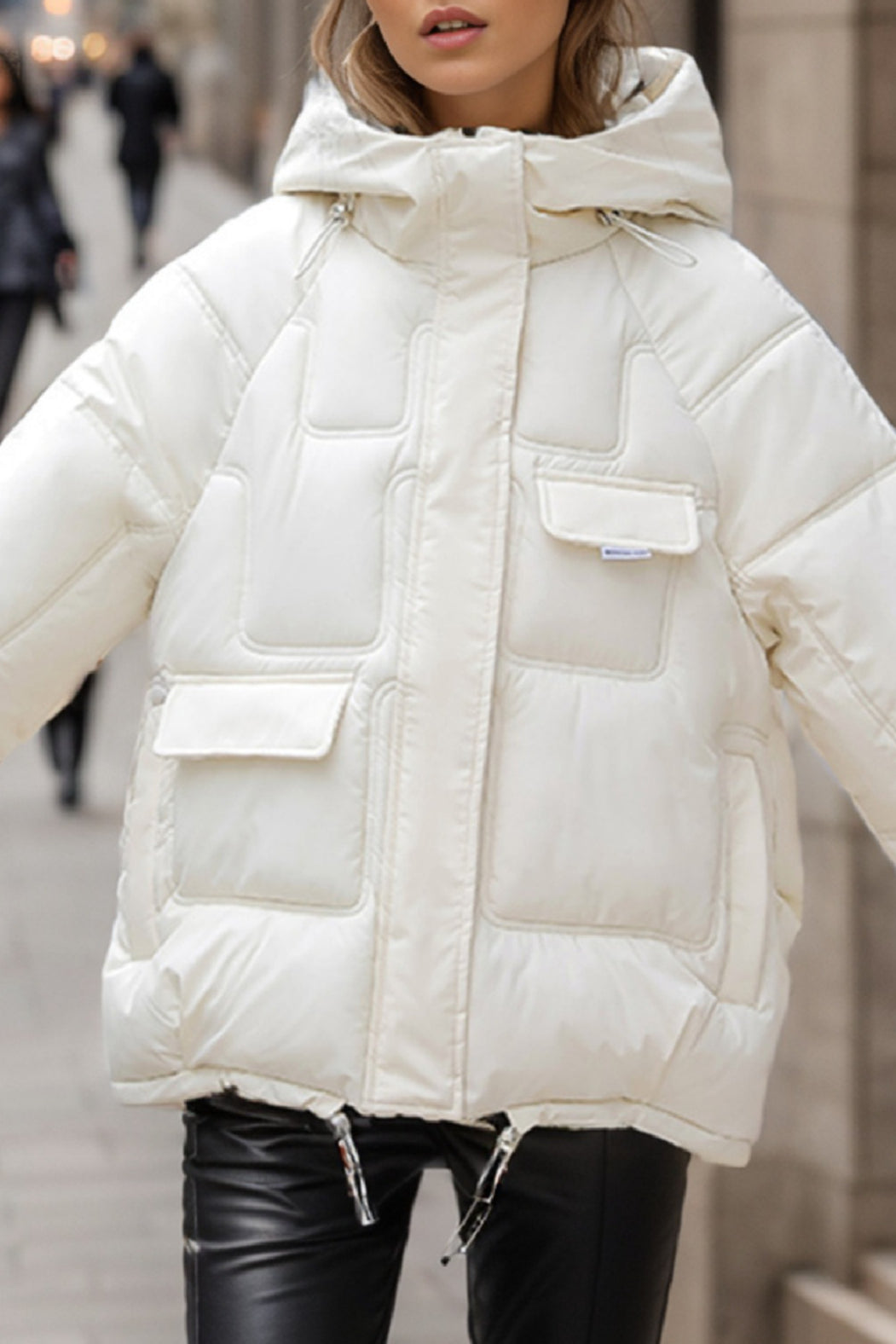Cropped Insulated Cargo Puffer Jacket